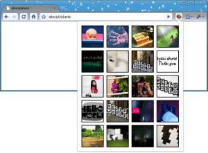 a window with a grid of images related to 'Hello World'